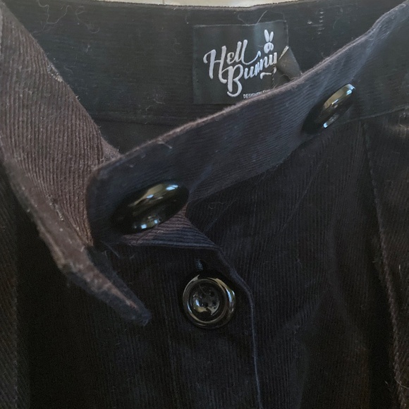 NWT Black Hell Bunny Corduroy Wonder Years Knee Skirt with Buttons and Pockets - Picture 9 of 12